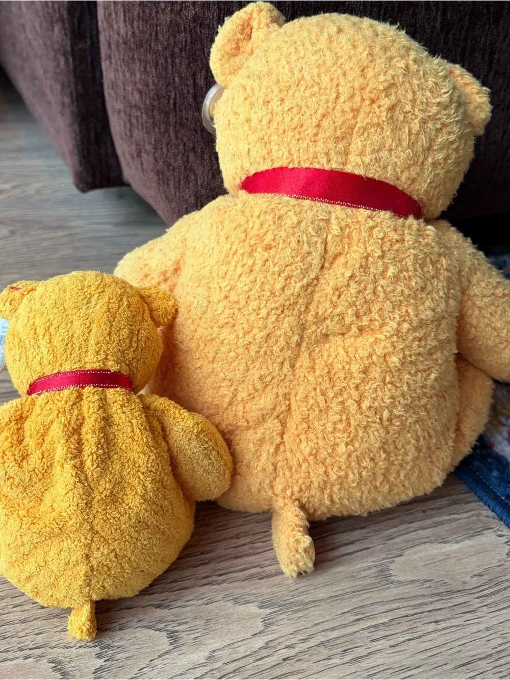 Ty Beanie Baby Pair - Yellow Plush Bear Set with Red Bows 2001